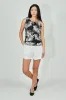 Beechers Brook Leaf Print Cinched Collar Tank Top - Black sold by Fairweather