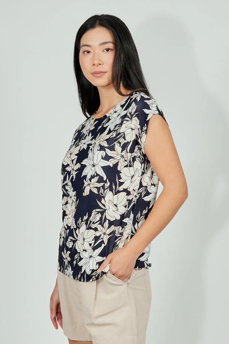 Beechers Brook Floral Circle Neck Tee - Navy sold by Fairweather product image thumbnail 2