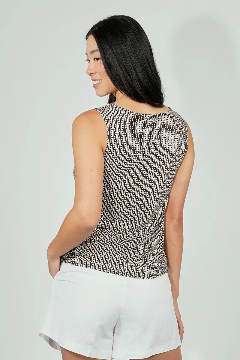 Beechers Brook Patterned Cowl Neck Tank Top - Black sold by Fairweather product image thumbnail 3