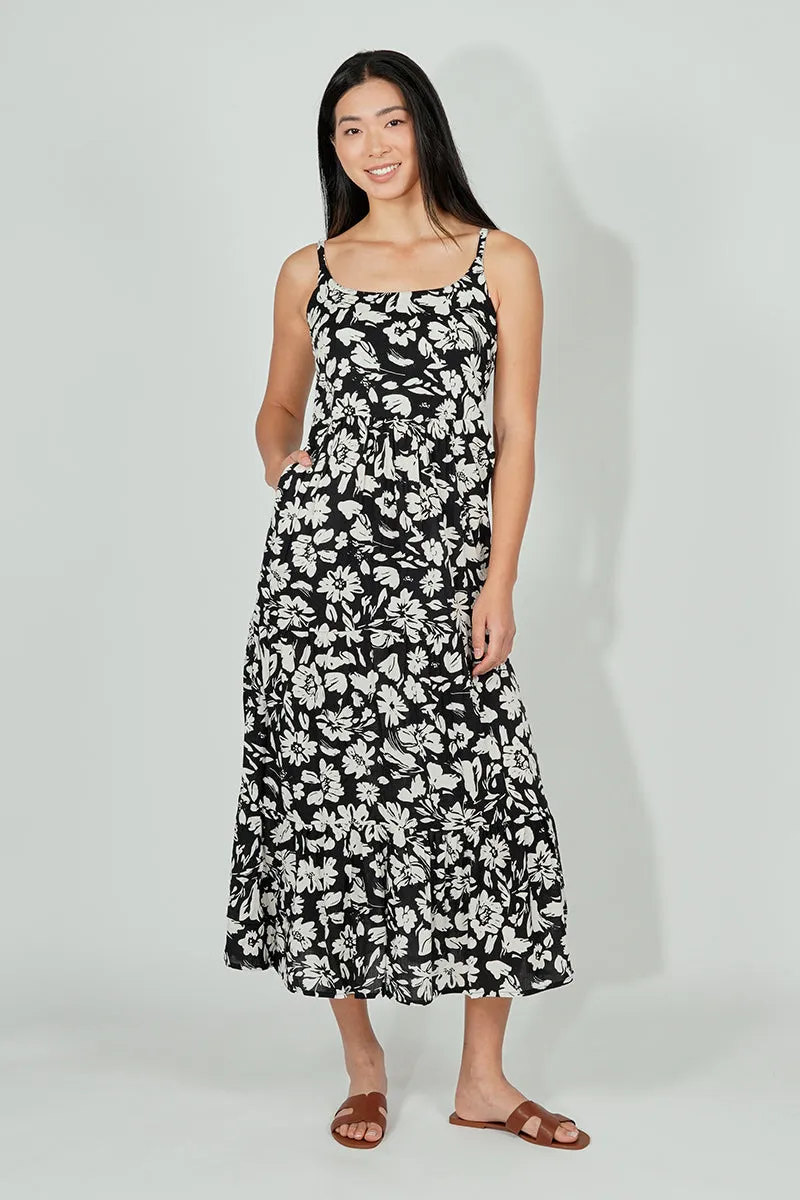 International INC Company Floral Tiered Maxi Dress - Black sold by Fairweather
