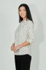 Beechers Brook Patterned Button Down Roll Up Sleeve Blouse - White sold by Fairweather