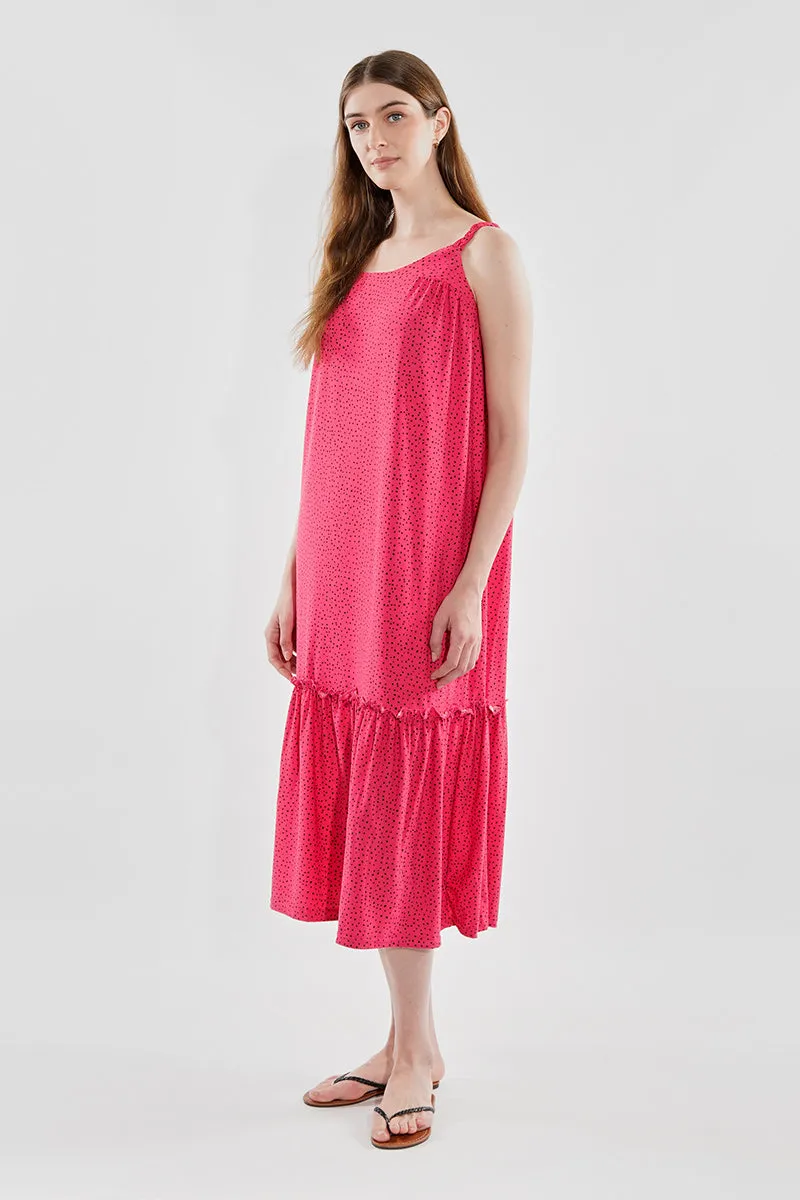 Beechers Brook Patterned Tiered Midi Dress - Pink sold by Fairweather product image thumbnail 2
