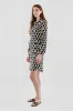 Beechers Brook Patterned Tie Waist Long Sleeve Day Dress - Black sold by Fairweather