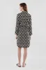 Beechers Brook Patterned Tie Waist Long Sleeve Day Dress - Black sold by Fairweather