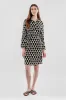 Beechers Brook Patterned Tie Waist Long Sleeve Day Dress - Black sold by Fairweather