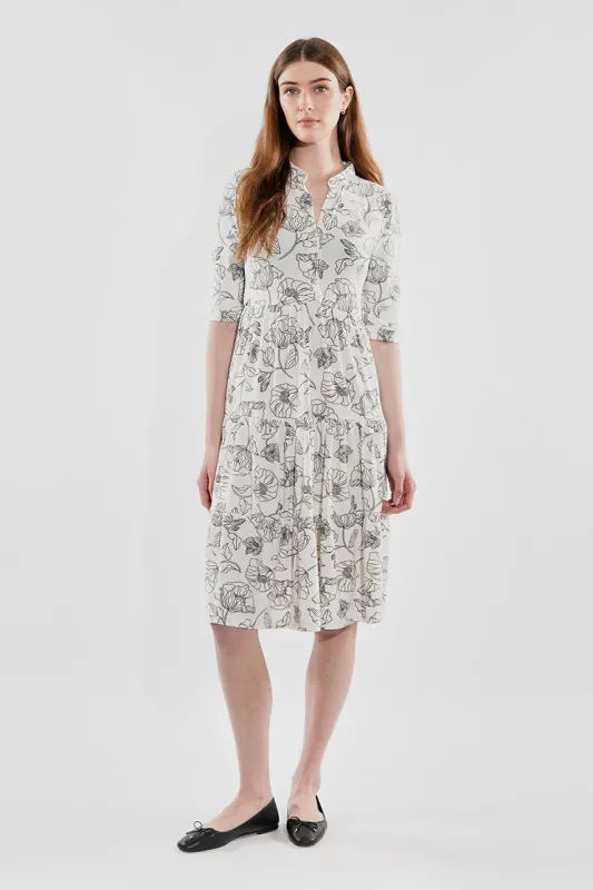 International INC Company Floral Tiered Henley Day Dress - Cream sold by Fairweather