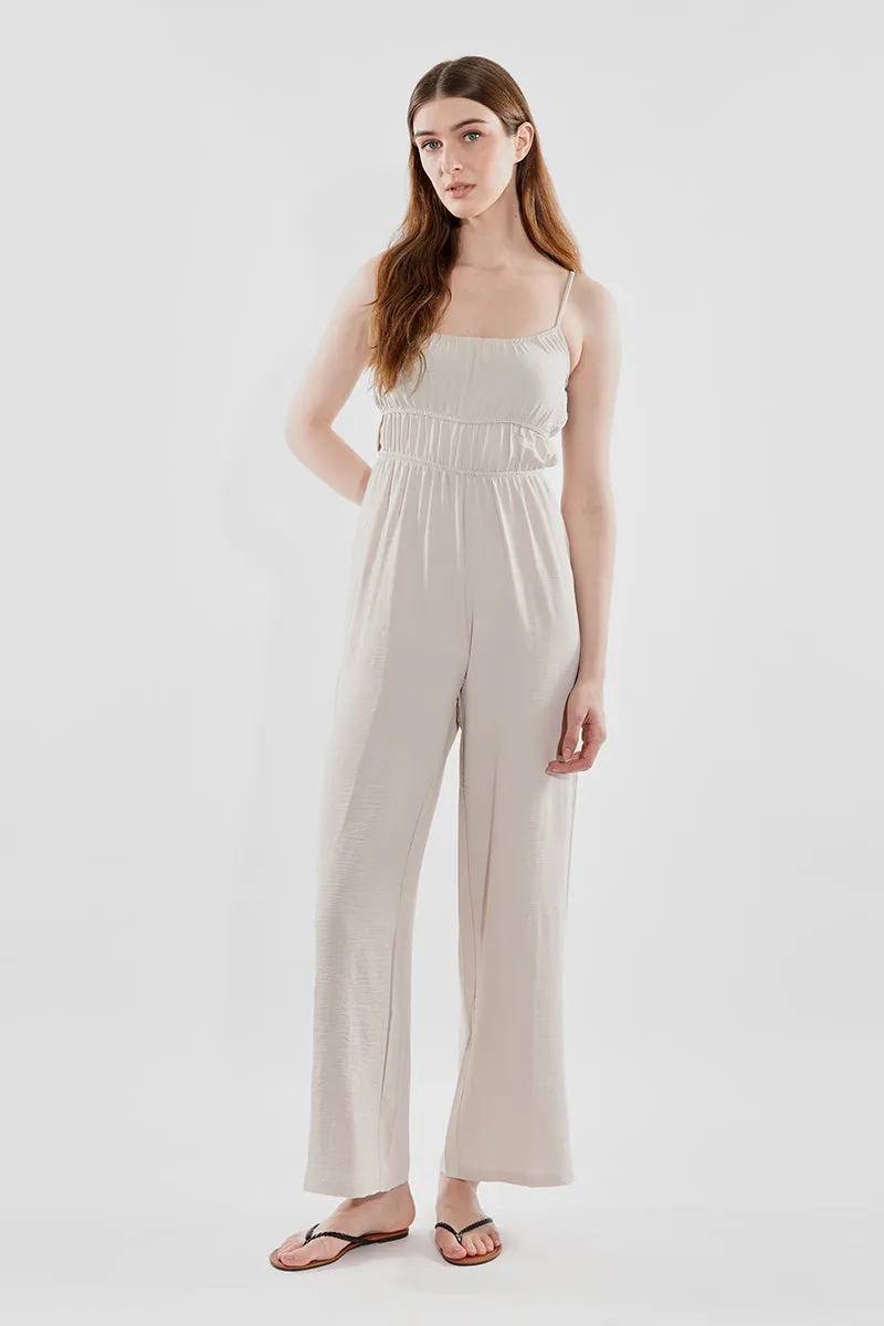 International INC Company Smocked Waist Side Slit Jumpsuit - Cream sold by Fairweather product image thumbnail 5