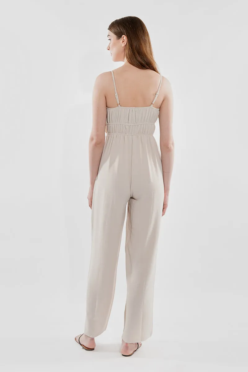 International INC Company Smocked Waist Side Slit Jumpsuit - Cream sold by Fairweather product image thumbnail 3