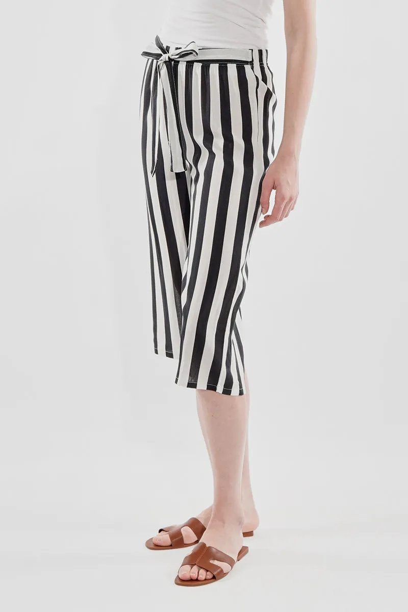 Stylexchange Striped Belted Culotte Pants - Black sold by Fairweather product image thumbnail 2