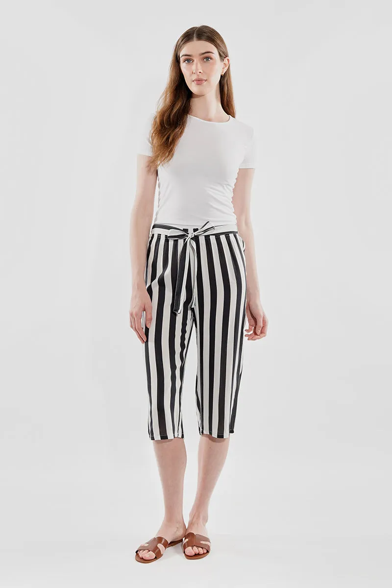 Stylexchange Striped Belted Culotte Pants - Black sold by Fairweather product image thumbnail 5
