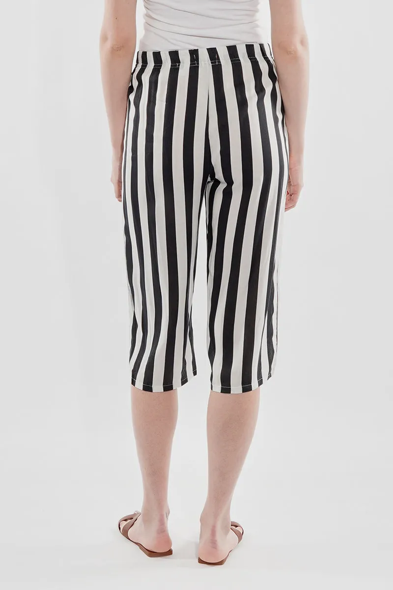 Stylexchange Striped Belted Culotte Pants - Black sold by Fairweather product image thumbnail 3