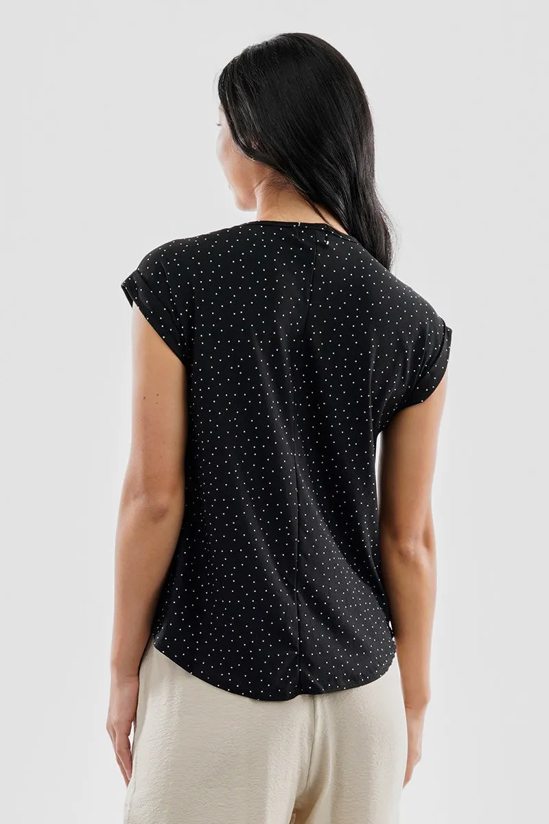 Beechers Brook Polka Dot Shoulder Zipper Blouse - Black sold by Fairweather product image thumbnail 3