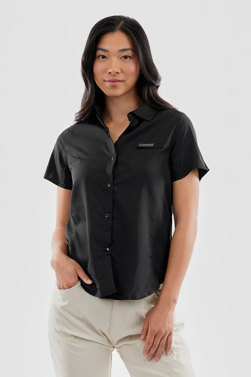 Canada Weather Gear Solid Short Sleeve Button Up Shirt - Black sold by Fairweather