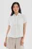 Super Triple Goose Vintage Short Sleeve Button Up Textured Shirt - White sold by Fairweather