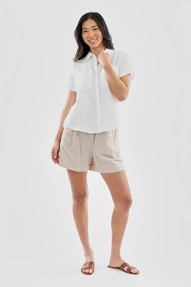 Super Triple Goose Vintage Short Sleeve Button Up Textured Shirt - White sold by Fairweather product image thumbnail 5