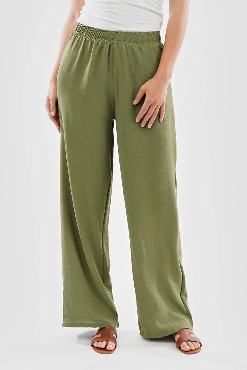 Stylexchange Vintage Solid Basic Palazzo Pants - Olive sold by Fairweather