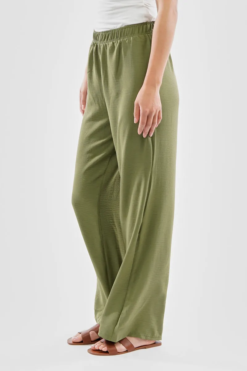 Stylexchange Vintage Solid Basic Palazzo Pants - Olive sold by Fairweather product image thumbnail 2