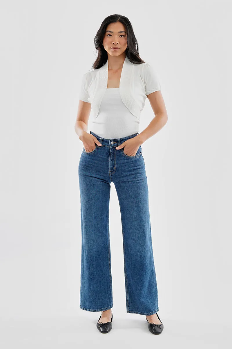 Beechers Brook Short Sleeve Open Front Shrug Cardigan - White sold by Fairweather product image thumbnail 5