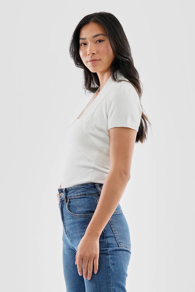 Beechers Brook Short Sleeve Open Front Shrug Cardigan - White sold by Fairweather product image thumbnail 2