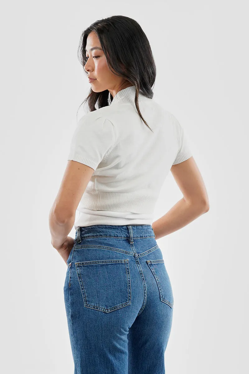 Beechers Brook Short Sleeve Open Front Shrug Cardigan - White sold by Fairweather product image thumbnail 3