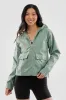 Canada Weather Gear Cropped Coated Microfibre Lightweight Jacket - Olive sold by Fairweather