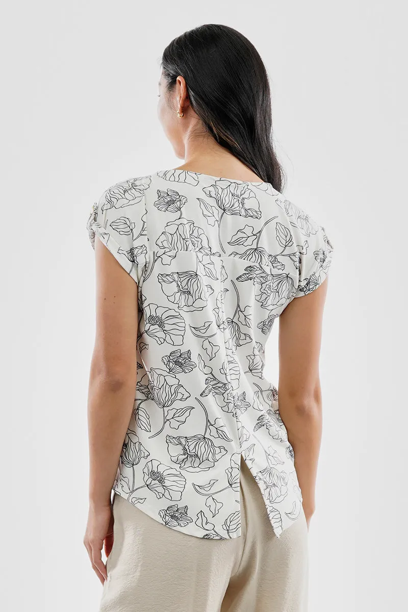 Beechers Brook Floral Cap Sleeve Back Slit Tee - White sold by Fairweather product image thumbnail 3