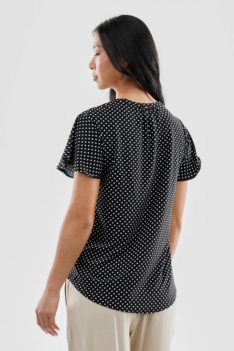 International INC Company Polka Dot Single Button Blouse - Black sold by Fairweather product image thumbnail 3