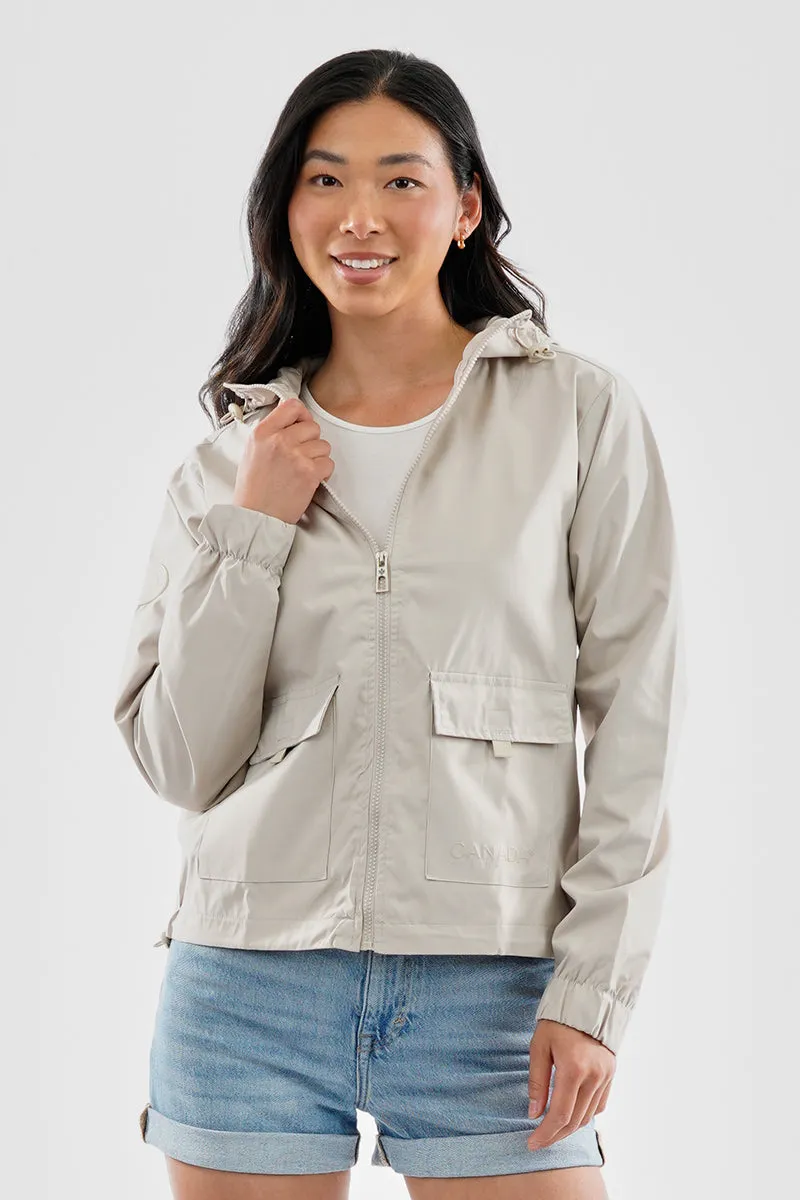 Cropped Coated Microfibre Lightweight Jacket - Cream sold by Fairweather