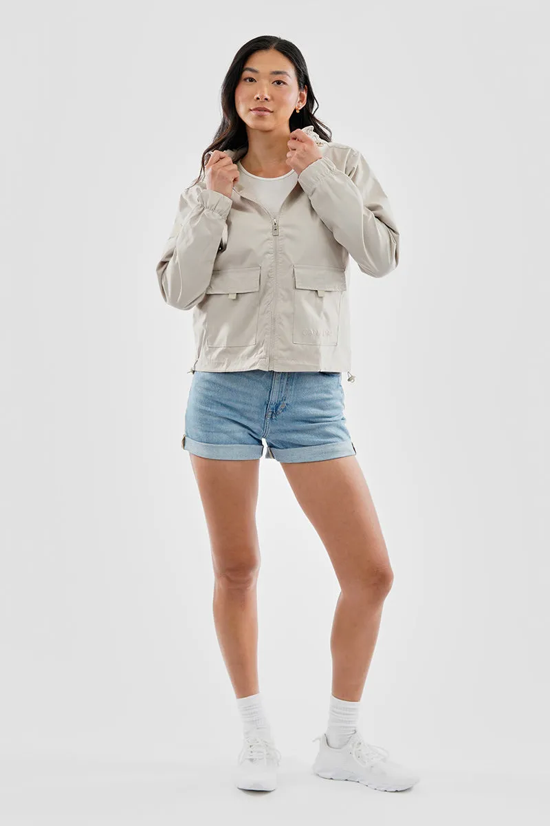 Cropped Coated Microfibre Lightweight Jacket - Cream sold by Fairweather product image thumbnail 5