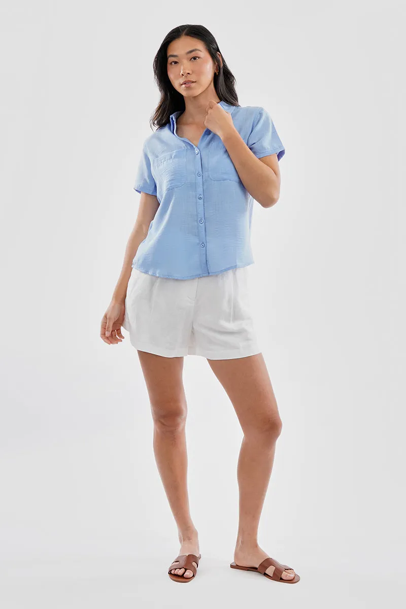 Super Triple Goose Vintage Short Sleeve Button Up Textured Shirt - Blue sold by Fairweather product image thumbnail 5