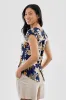Beechers Brook Floral Cap Sleeve Back Slit Tee - Navy sold by Fairweather