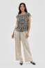 Beechers Brook Patterned Zipper Shoulder Detail Blouse - Black sold by Fairweather