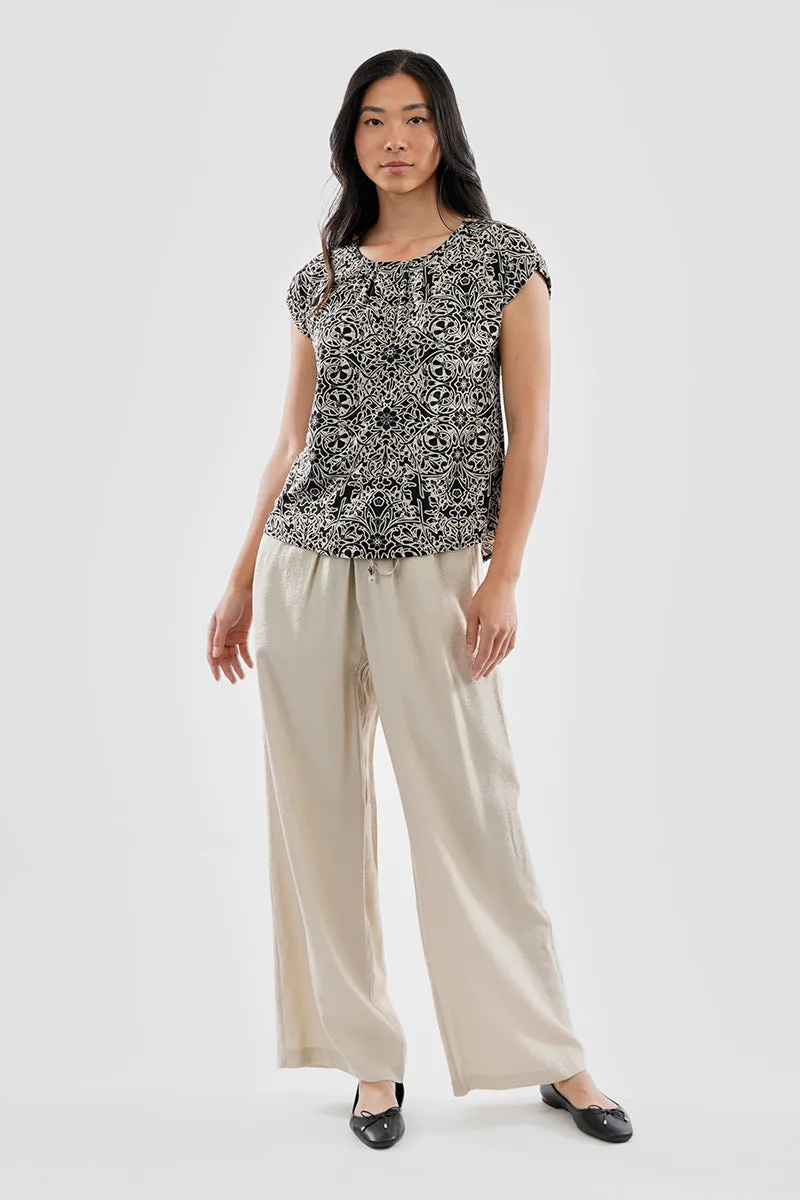 Beechers Brook Patterned Zipper Shoulder Detail Blouse - Black sold by Fairweather product image thumbnail 5