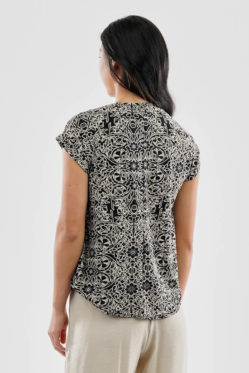 Beechers Brook Patterned Zipper Shoulder Detail Blouse - Black sold by Fairweather product image thumbnail 3