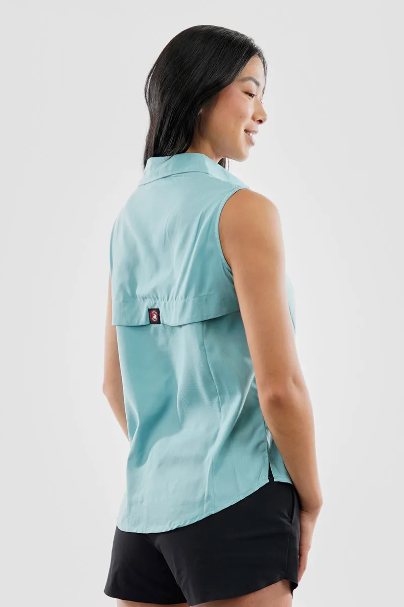 Canada Weather Gear Sleeveless Button Up Collared Shirt - Aqua sold by Fairweather product image thumbnail 3