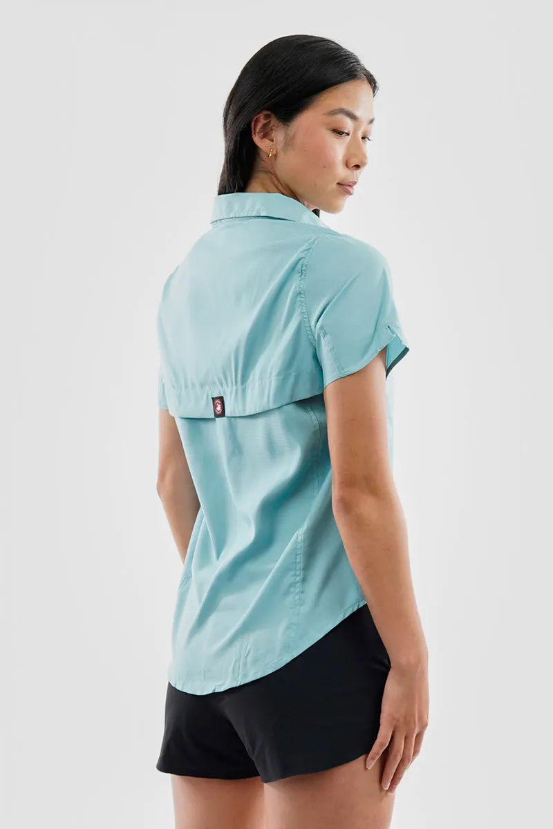 Canada Weather Gear Solid Short Sleeve Button Up Shirt - Aqua sold by Fairweather product image thumbnail 3