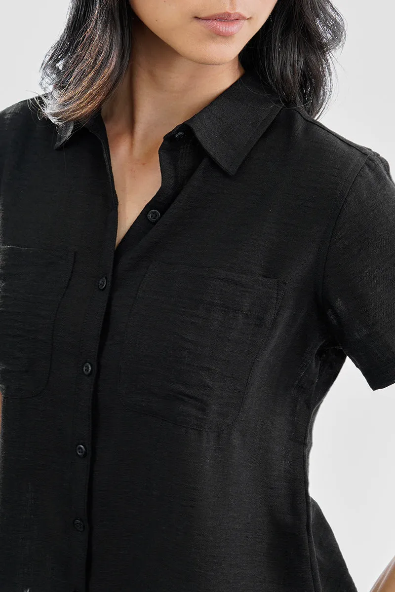 Super Triple Goose Vintage Short Sleeve Button Up Textured Shirt - Black sold by Fairweather product image thumbnail 4