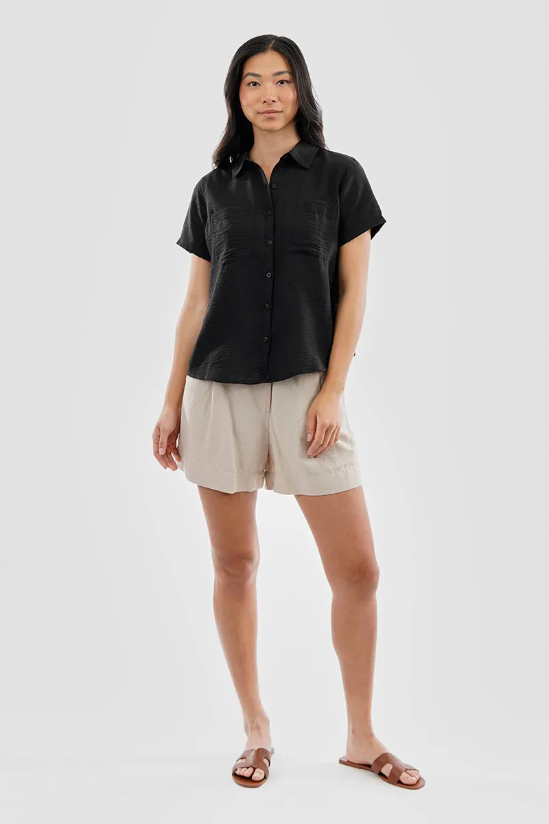 Super Triple Goose Vintage Short Sleeve Button Up Textured Shirt - Black sold by Fairweather product image thumbnail 5