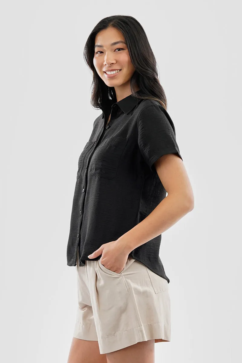 Super Triple Goose Vintage Short Sleeve Button Up Textured Shirt - Black sold by Fairweather product image thumbnail 2