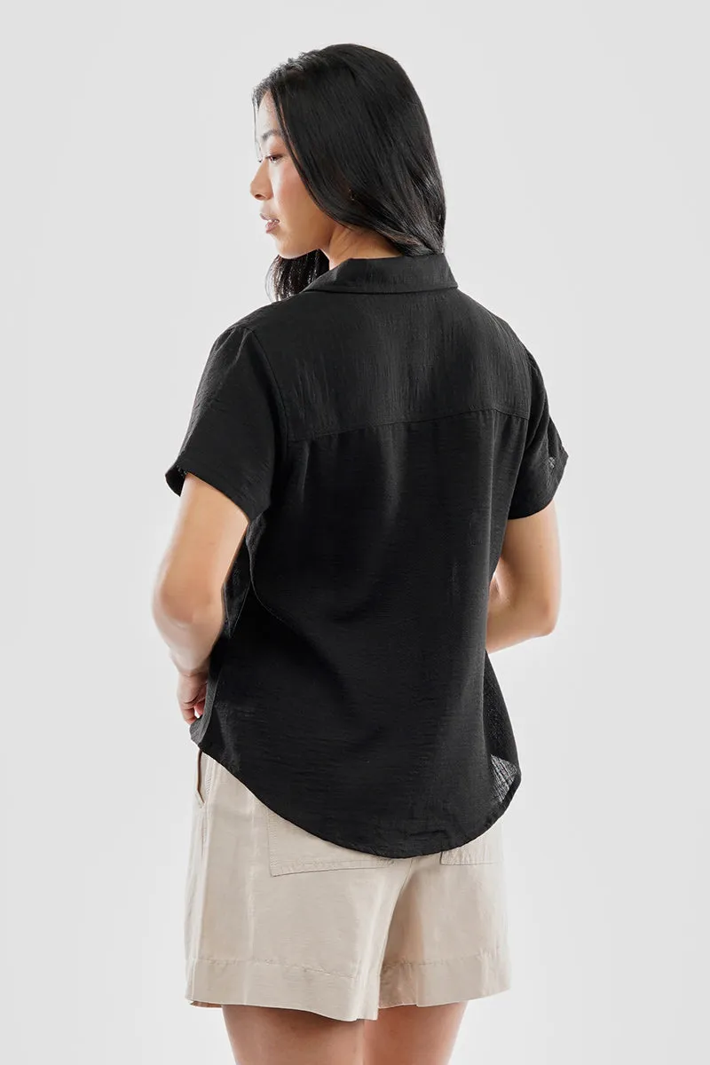 Super Triple Goose Vintage Short Sleeve Button Up Textured Shirt - Black sold by Fairweather product image thumbnail 3