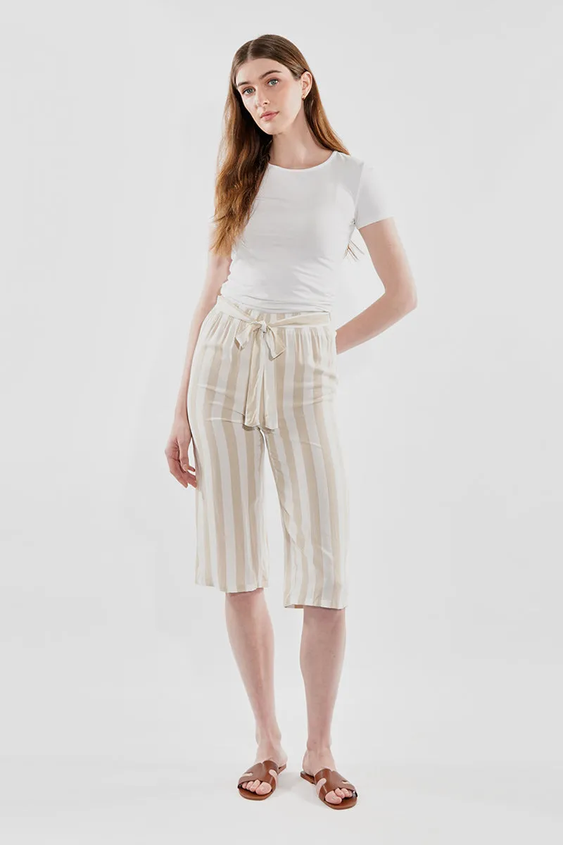 Stylexchange Striped Belted Culotte Pants - Beige sold by Fairweather product image thumbnail 5