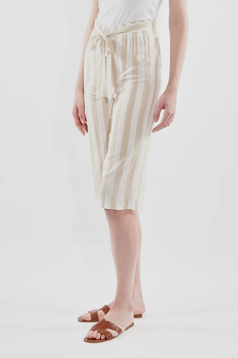 Stylexchange Striped Belted Culotte Pants - Beige sold by Fairweather product image thumbnail 2