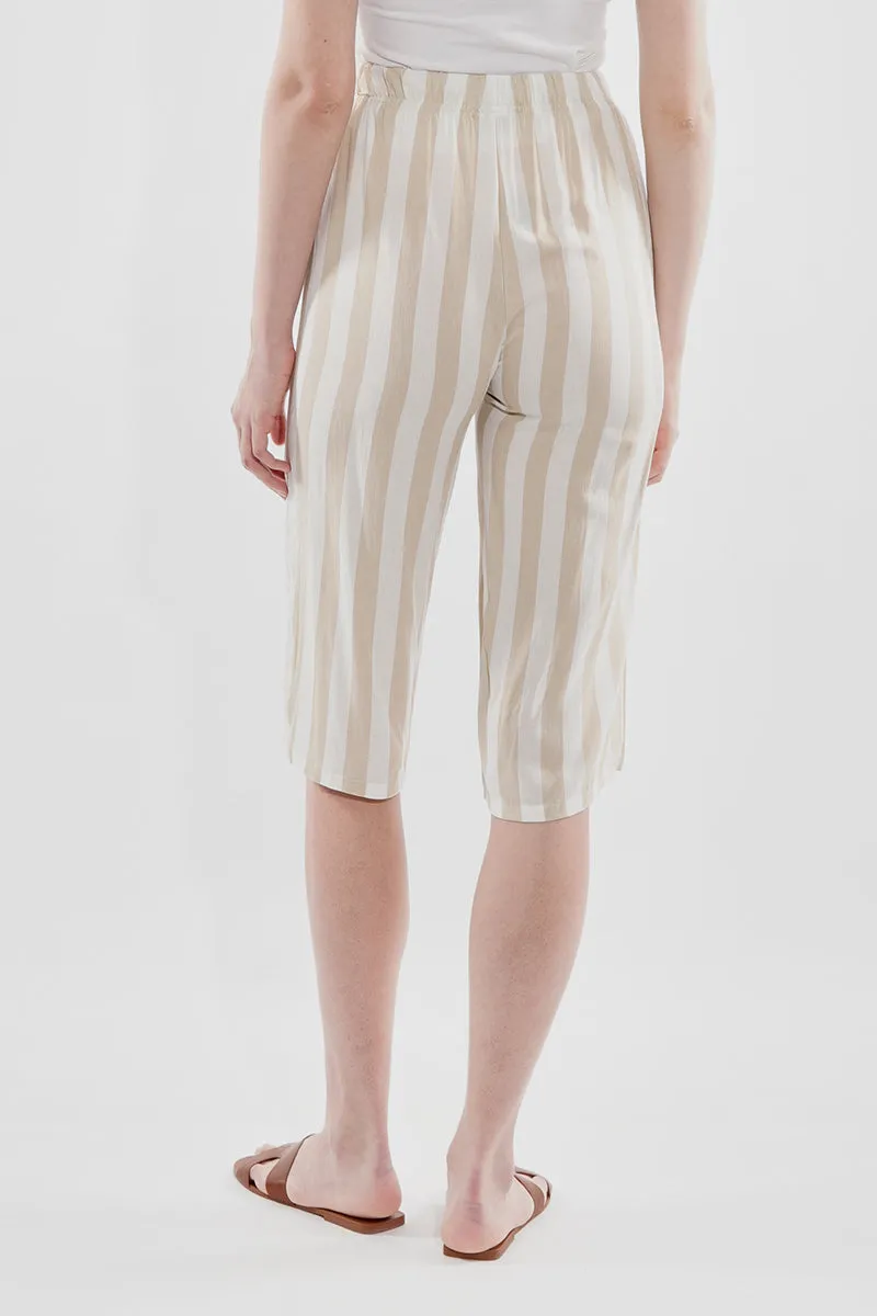 Stylexchange Striped Belted Culotte Pants - Beige sold by Fairweather product image thumbnail 3