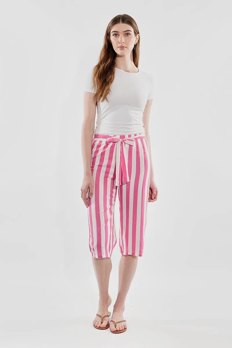 Stylexchange Striped Belted Culotte Pants - Pink sold by Fairweather product image thumbnail 5