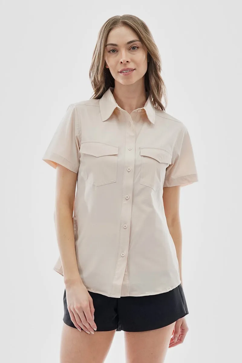 Canada Weather Gear Button Up Short Sleeve Shirt - Cream sold by Fairweather