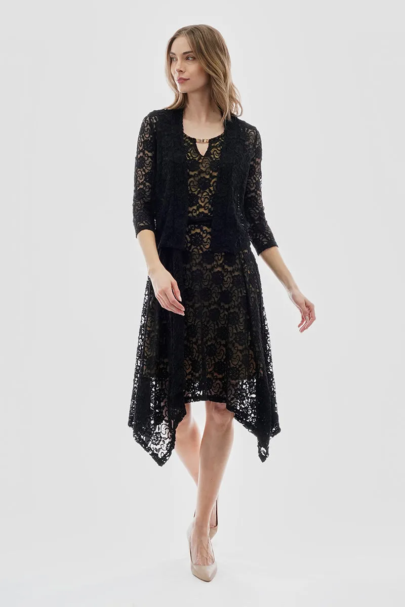 Costa Blanca Floral Lace Open Shrug Cardigan - Black sold by Fairweather product image thumbnail 5