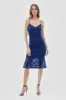 Costa Blanca Floral Lace Flounce Hem Cocktail Dress - Blue sold by Fairweather