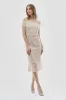 Costa Blanca Lace Off Shoulder Side Slit Cocktail Dress - Cream sold by Fairweather