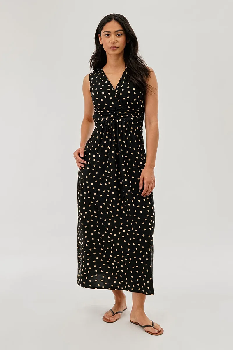 Beechers Brook Polka Dot V-Neck Maxi Dress - Black sold by Fairweather