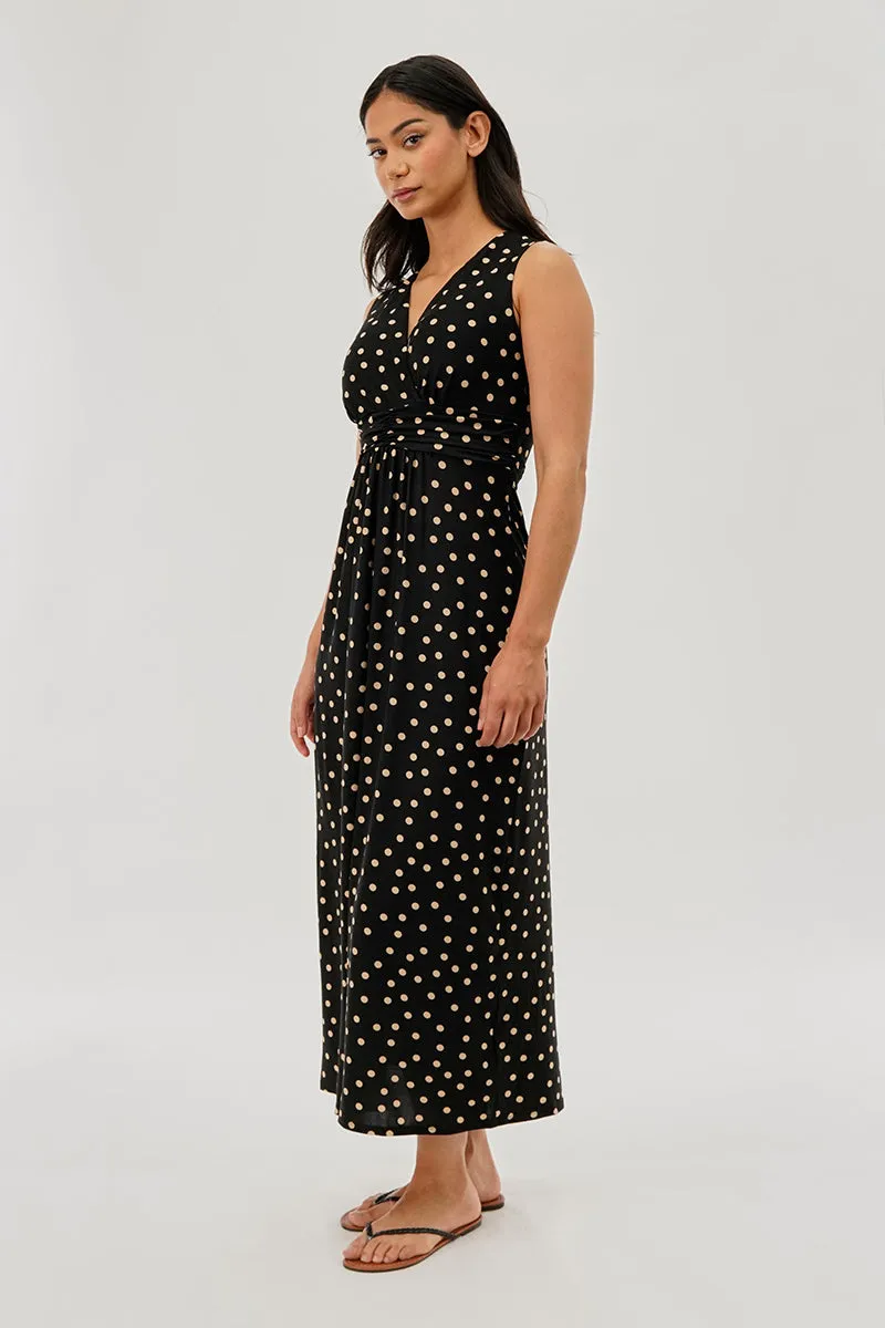 Beechers Brook Polka Dot V-Neck Maxi Dress - Black sold by Fairweather product image thumbnail 2